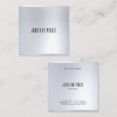 Faux Silver Elegant Moderne Glamoureuze Sjabloon Vierkante Visitekaartje (Voorkant / Achterkant)