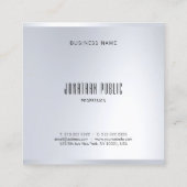 Faux Silver Elegant Moderne Glamoureuze Sjabloon Vierkante Visitekaartje (Achterkant)