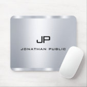 Faux Silver Elegant Monogram Sjabloon Muismat (Met muis)