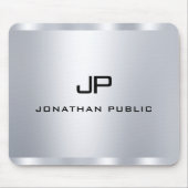 Faux Silver Elegant Monogram Sjabloon Muismat (Voorkant)