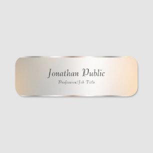 Faux Silver Elegant Professional Sjabloon Moderne Naamplaatje