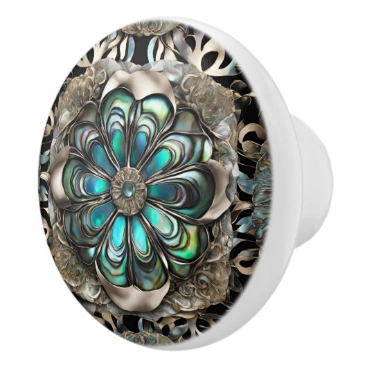 Faux Silver en Abalone Keramische Knop (Rechts)