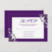 Faux Silver en Paarse Vlaamse Zwirlbruiloft RSVP (Voorkant / Achterkant)