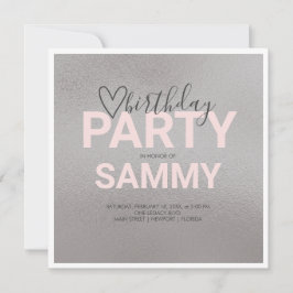 Faux Silver en Pink Birthday Party
