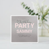 Faux Silver en Pink Birthday Party (Staand voorkant)