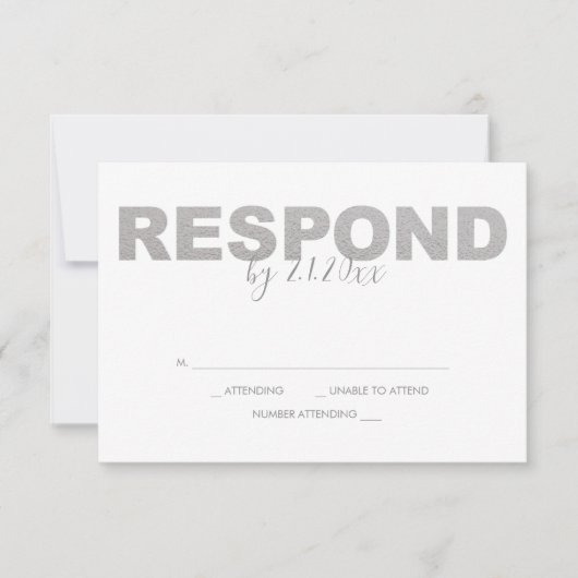 Faux Silver en Roze Reply RSVP-kaarten RSVP Kaartje (Voorkant)