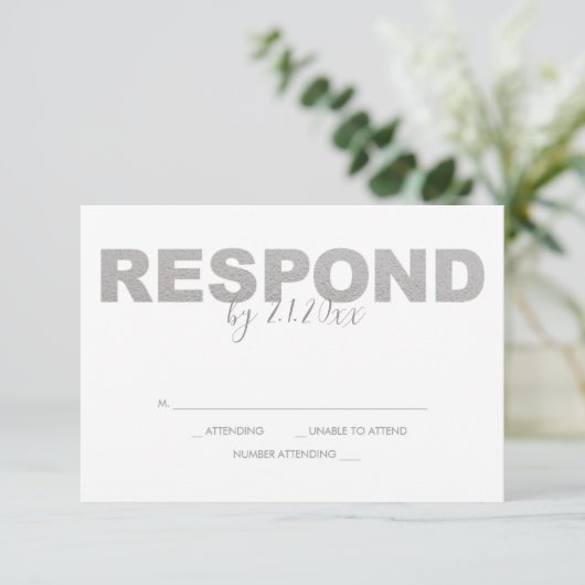 Faux Silver en Roze Reply RSVP-kaarten RSVP Kaartje (Staand voorkant)