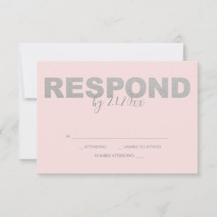 Faux Silver en Roze Reply RSVP-kaarten RSVP Kaartje