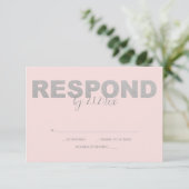 Faux Silver en Roze Reply RSVP-kaarten RSVP Kaartje (Staand voorkant)