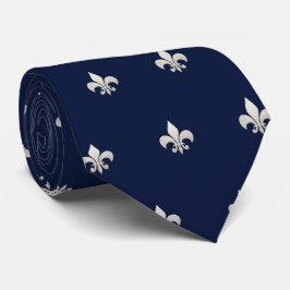 Faux Silver Fleur de lis DIY Navy Blauw Stropdas