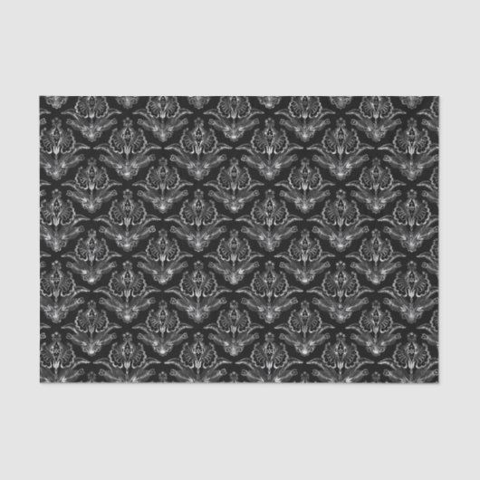 Faux Silver Floral Damaszwart, achtergrond Tissuepapier (Voorkant)