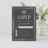 Faux Silver Foil Art Deco | Huwelijksreis RSVP (Staand voorkant)