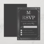 Faux Silver Foil Art Deco | Huwelijksreis RSVP (Voorkant / Achterkant)