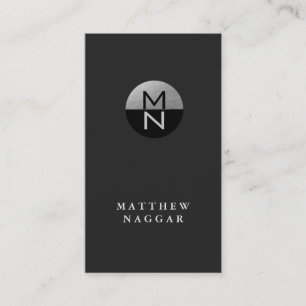 Faux Silver Foil & Black Circle Logo Visitekaartje