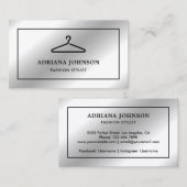 Faux Silver Foil Clothes Hanger Mode Stylist Visitekaartje (Voorkant / Achterkant)