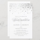 Faux Silver Foil Confetti Afstuderen Invite (Voorkant / Achterkant)