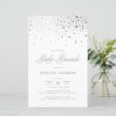 Faux Silver Foil Confetti Baby Brunch Uitnodiging (Staand voorkant)
