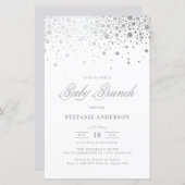 Faux Silver Foil Confetti Baby Brunch Uitnodiging (Voorkant / Achterkant)