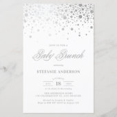 Faux Silver Foil Confetti Baby Brunch Uitnodiging (Voorkant)
