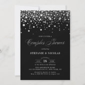 Faux Silver Foil Confetti Black Couples Shower Kaart (Voorkant)