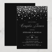 Faux Silver Foil Confetti Black Couples Shower Kaart (Voorkant / Achterkant)