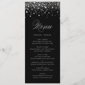 Faux Silver Foil Confetti Black Elegant Menu Kaart (Voorkant)
