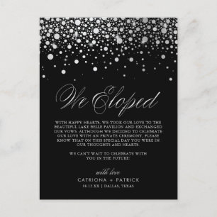 Faux Silver Foil Confetti Black Weddenschap Elopem Aankondigingskaart