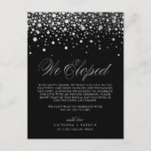Faux Silver Foil Confetti Black Weddenschap Elopem Aankondigingskaart (Voorkant)