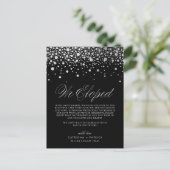 Faux Silver Foil Confetti Black Weddenschap Elopem Aankondigingskaart (Staand voorkant)