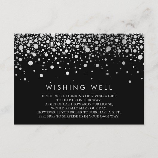 Faux Silver Foil Confetti Black Wishing Well Kaart (Voorkant)