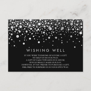 Faux Silver Foil Confetti Black Wishing Well Kaart