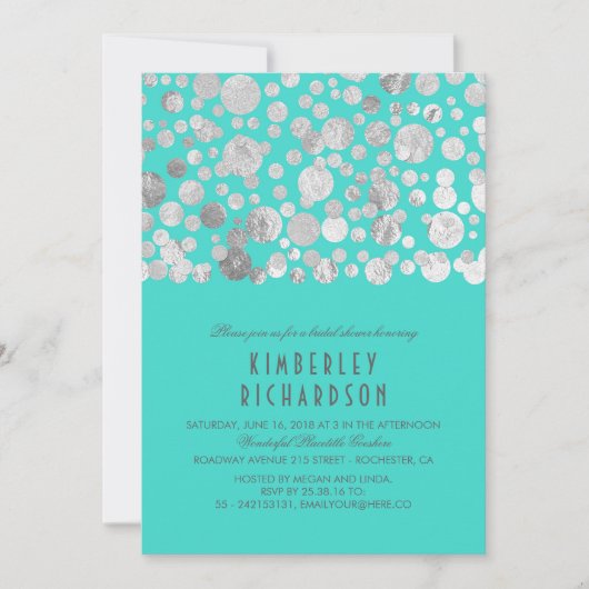 Faux Silver Foil Confetti Blauwgroen Vrijgezellenf Kaart (Voorkant)