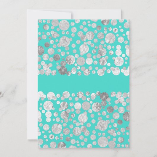 Faux Silver Foil Confetti Blauwgroen Vrijgezellenf Kaart (Achterkant)