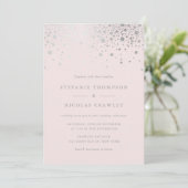 Faux Silver Foil Confetti Blush Pink Weddenschap Kaart (Staand voorkant)
