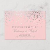Faux Silver Foil Confetti Blush Reception Kaart (Voorkant)