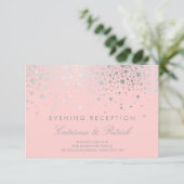Faux Silver Foil Confetti Blush Reception Kaart (Staand voorkant)