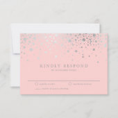 Faux Silver Foil Confetti Blush RSVP-kaart RSVP Kaartje (Voorkant)