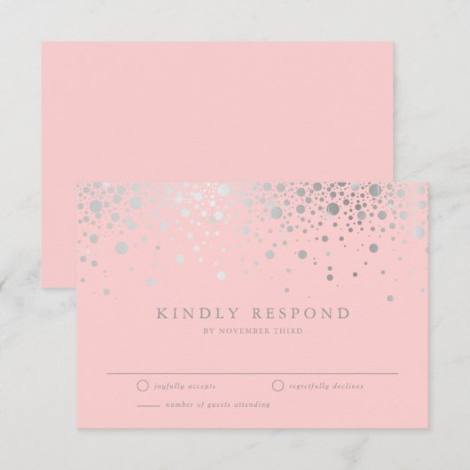 Faux Silver Foil Confetti Blush RSVP-kaart RSVP Kaartje (Voorkant / Achterkant)