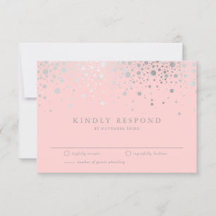 Faux Silver Foil Confetti Blush RSVP-kaart RSVP Kaartje
