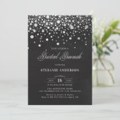 Faux Silver Foil Confetti Chalkboard Bridal Brunch Kaart (Staand voorkant)