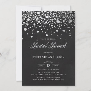 Faux Silver Foil Confetti Chalkboard Bridal Brunch Kaart
