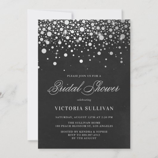 Faux Silver Foil Confetti Chalkboard Vrijgezellenf Kaart (Voorkant)