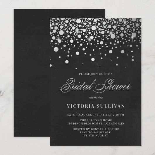 Faux Silver Foil Confetti Chalkboard Vrijgezellenf Kaart (Voorkant / Achterkant)