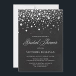 Faux Silver Foil Confetti Chalkboard Vrijgezellenf Kaart<br><div class="desc">Uitnodiging tot het rusten van een luxe brudale douche met faux zilverfolie confetti met een achtergrond van een krijt. Deze uitnodiging is volledig klantgericht voor om het even welke gebeurtenis. Let op: er zal geen echte folie in de uitnodiging staan.</div>