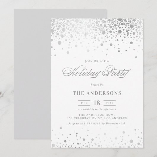 Faux Silver Foil Confetti Holiday Kaart (Voorkant / Achterkant)