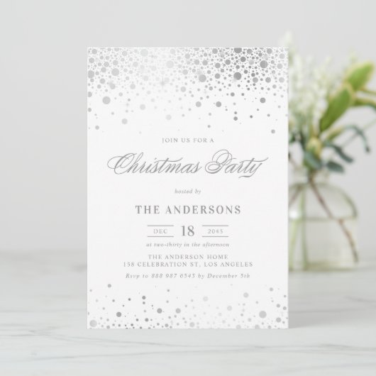 Faux Silver Foil Confetti kerst Kaart (Staand voorkant)