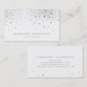 Faux Silver Foil Confetti Modern Visitekaartje (Voorkant / Achterkant)