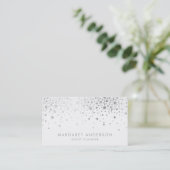 Faux Silver Foil Confetti Modern Visitekaartje (Staand voorkant)