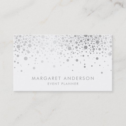 Faux Silver Foil Confetti Modern Visitekaartje (Voorkant)