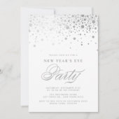 Faux Silver Foil Confetti New Year's Eve Party Kaart (Voorkant)